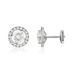 Boucles d'oreilles or 750 blanc diamant - vue 1