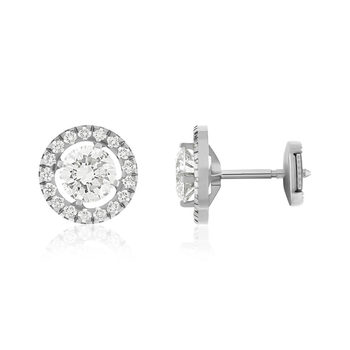Boucles d'oreilles or 750 blanc diamant