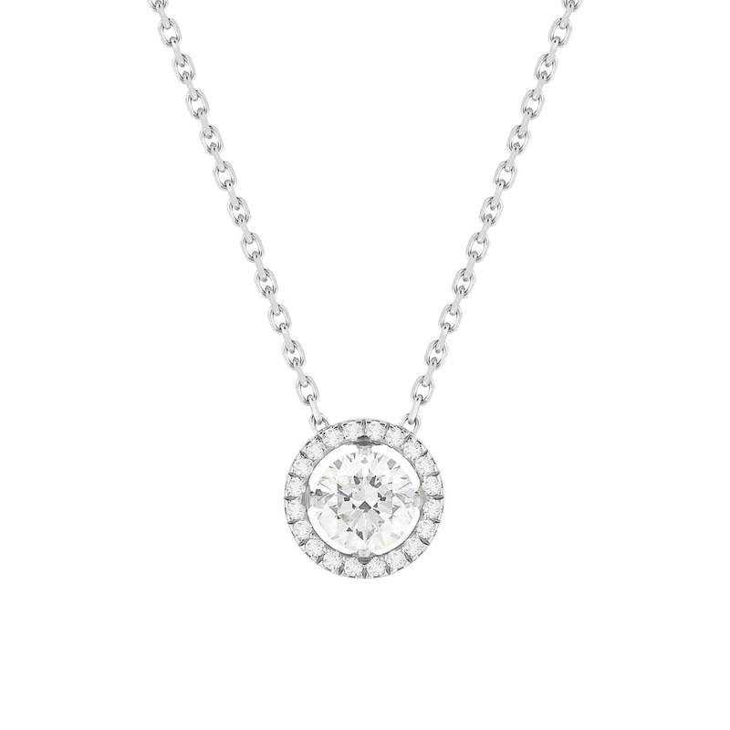 Collier or blanc 750 diamants 42 cm - vue 1