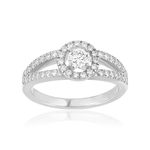 Bague solitaire or 750 blanc diamant - vue 1