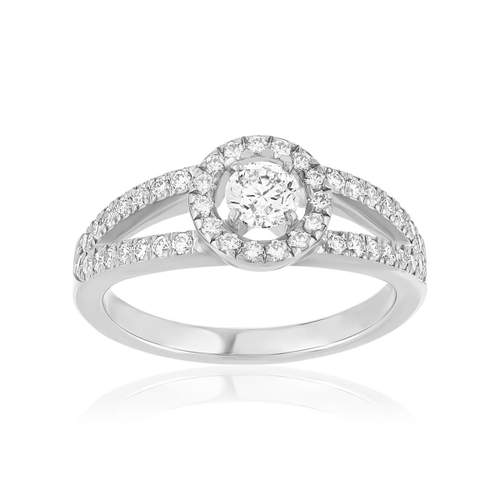 Bague solitaire or 750 blanc diamant