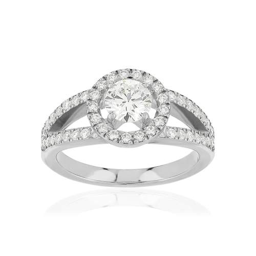 Bague solitaire or 750 blanc diamant