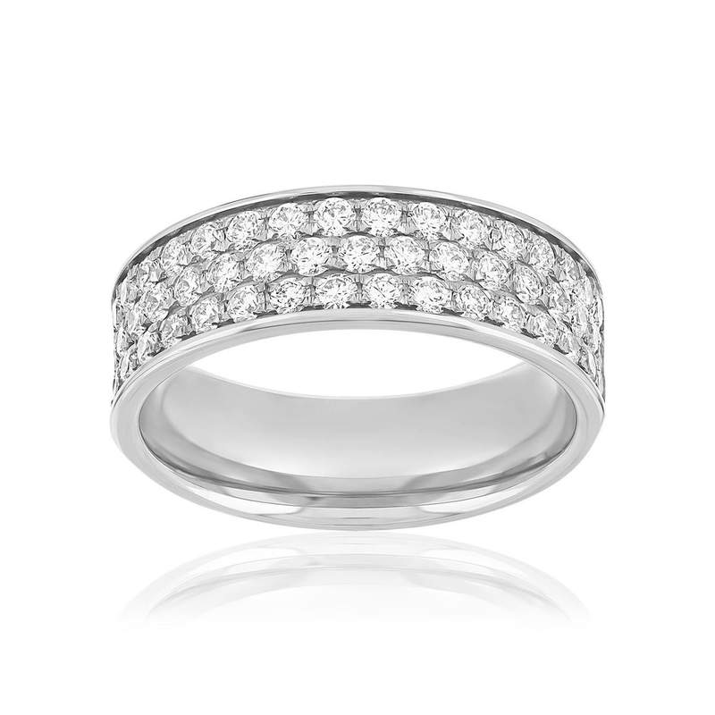 Alliance demi-tour or 750 blanc diamant - vue 1