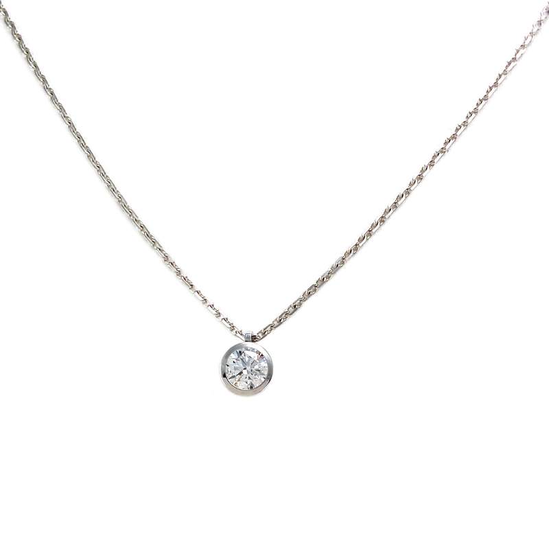 Collier or 750 blanc diamant - vue 1