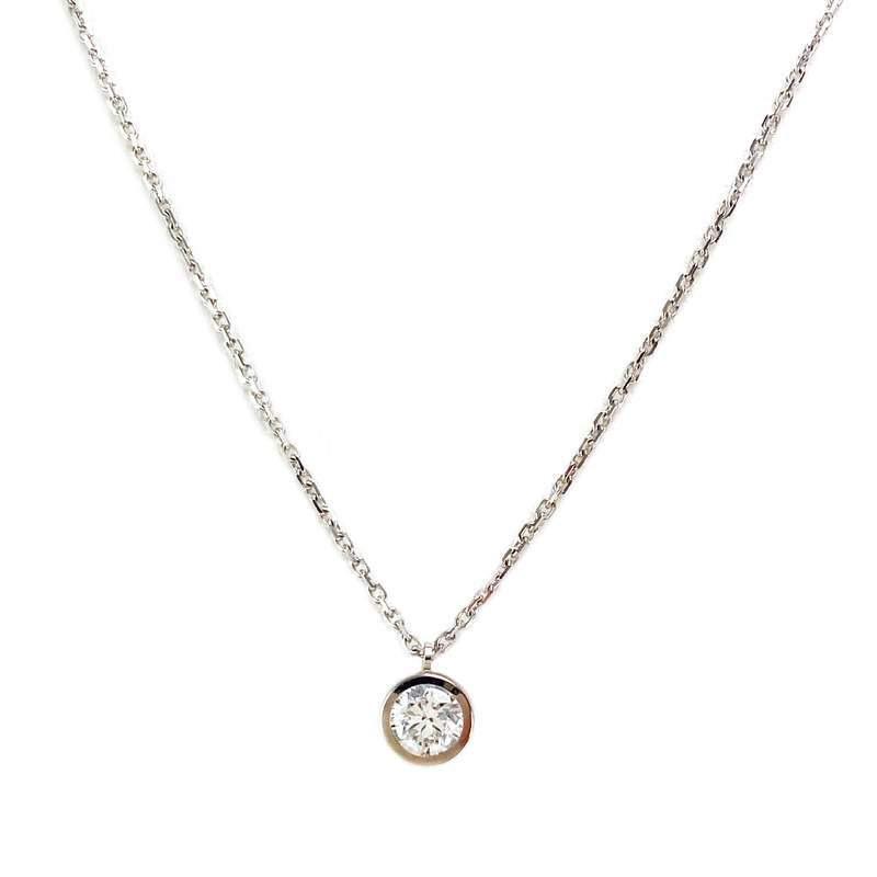 Collier or 750 blanc diamant - vue 1