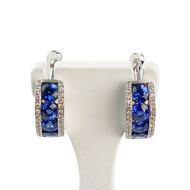 Boucles d'oreilles or 750 blanc saphir et diamant