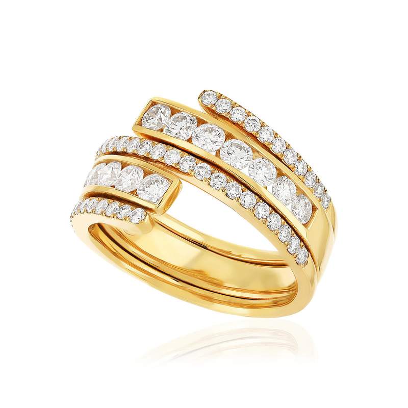 Bague or 750 rose diamant - vue D1
