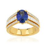 Ring van 750 geelgoud met saffier en diamant - afbeelding 1