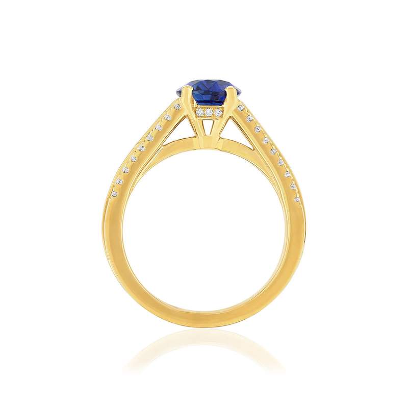 Gold 750 yellow sapphire and diamond ring - view 2