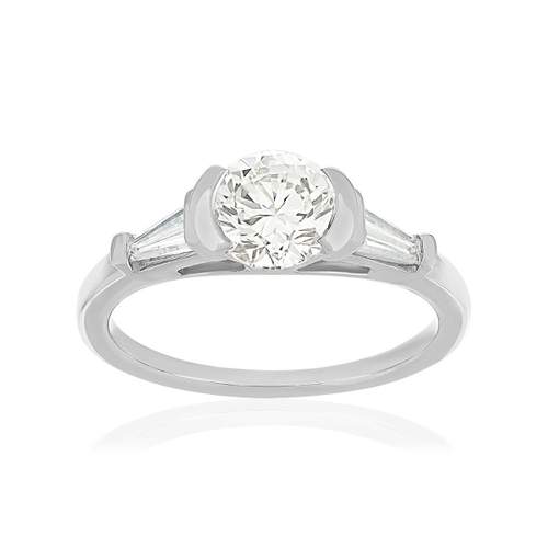 Bague or 750 blanc diamants