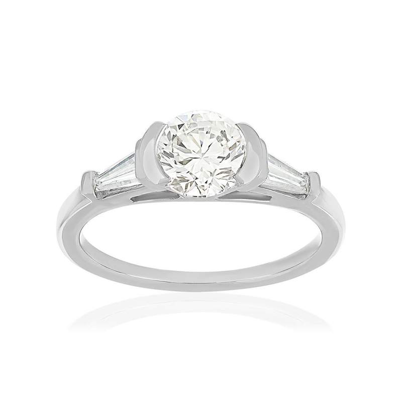 Bague or 750 blanc diamants - vue 1