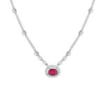 Collier or 750 blanc rubis et diamant - vue 1