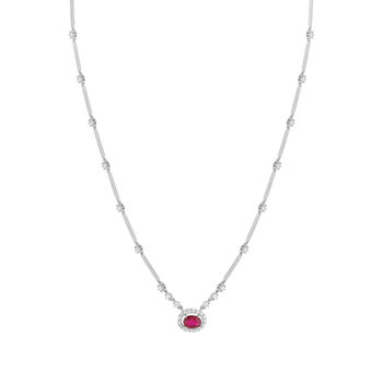 Witgouden 750 robijn en diamanten collier