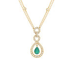 Collier or 750 jaune emeraude et diamant - vue 1