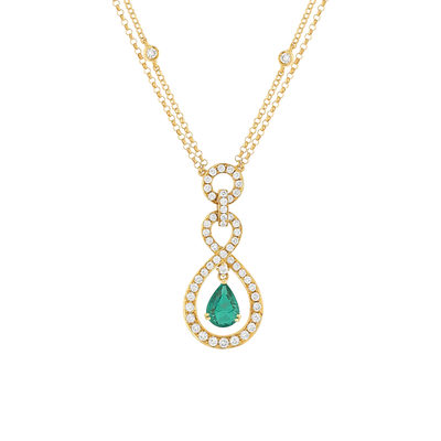 Collier or 750 jaune emeraude et diamant - vue 1