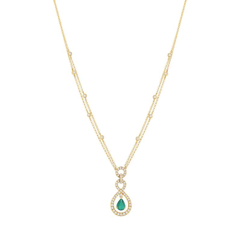 Collier or 750 jaune emeraude et diamant - vue 2