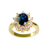 Bague or 750 jaune saphir et diamant - vue V1
