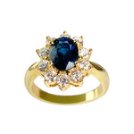 Bague or 750 jaune saphir et diamant - vue 1