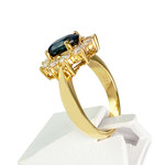 Bague or 750 jaune saphir et diamant - vue 2