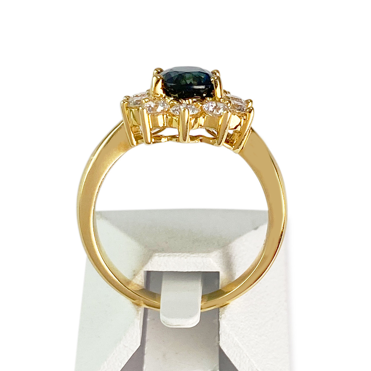 Bague or 750 jaune saphir et diamant - vue 3