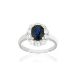 Bague or 750 blanc saphir et diamant - vue 1