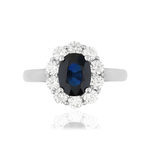 Bague or 750 blanc saphir et diamant - vue 3
