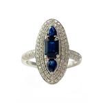 Bague or 750 blanc saphir et diamant - vue 1