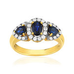 Bague or 750 2 tons saphir et diamant - vue 1