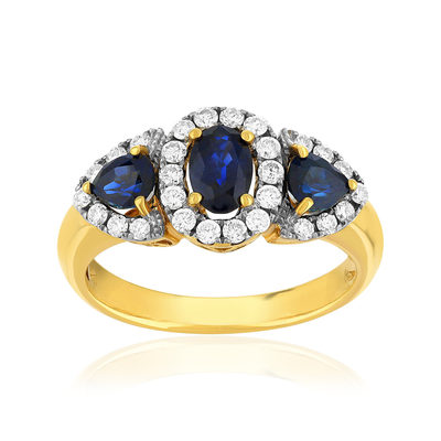 Bague or 750 2 tons saphir et diamant - vue 1