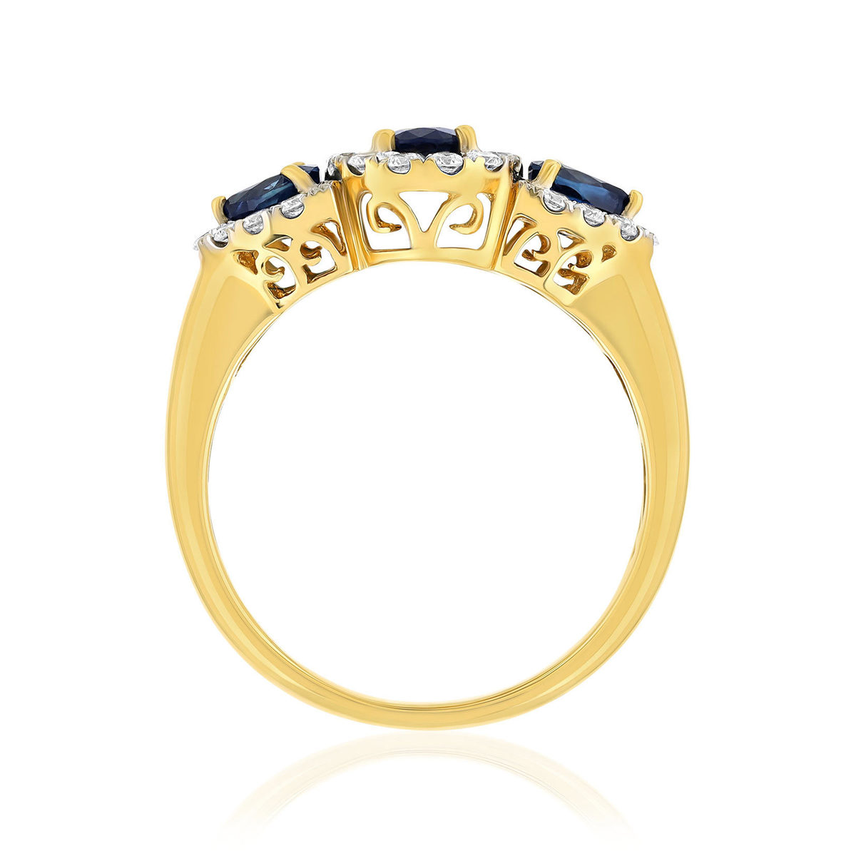 Bague or 750 2 tons saphir et diamant - vue 2