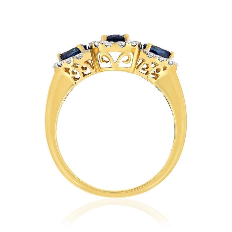 Bague or 750 2 tons saphir et diamant - vue 2