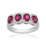 Bague or 750 blanc rubis et diamant - vue 1