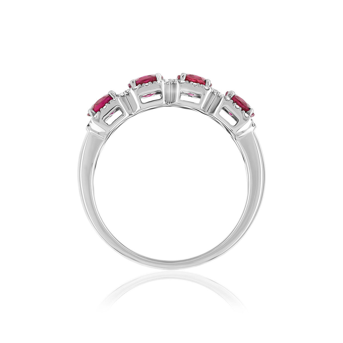 Bague or 750 blanc rubis et diamant - vue 2
