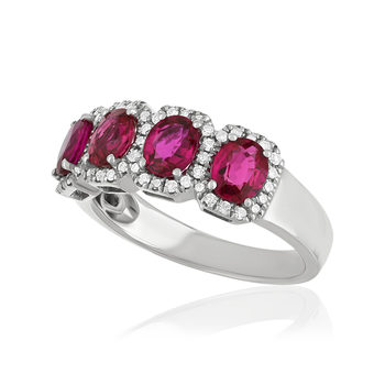 750 white gold ruby and diamond ring