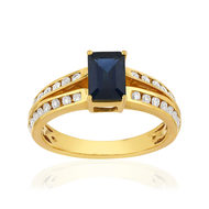 Bague or 750 jaune saphir et diamants