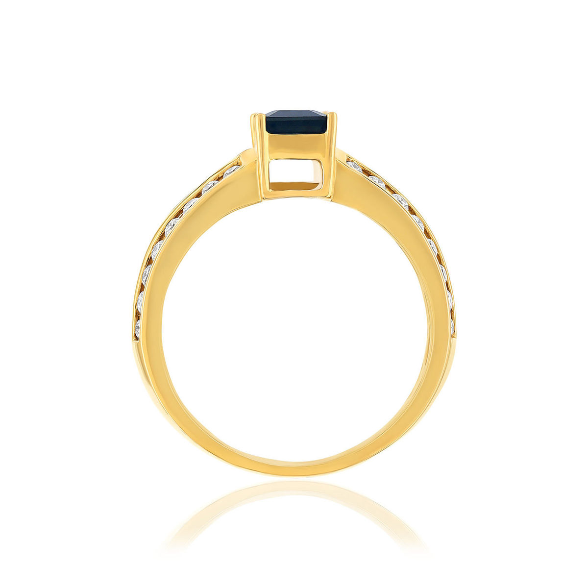 Bague or 750 jaune saphir et diamants - vue 2