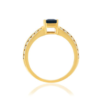 Bague or 750 jaune saphir et diamants