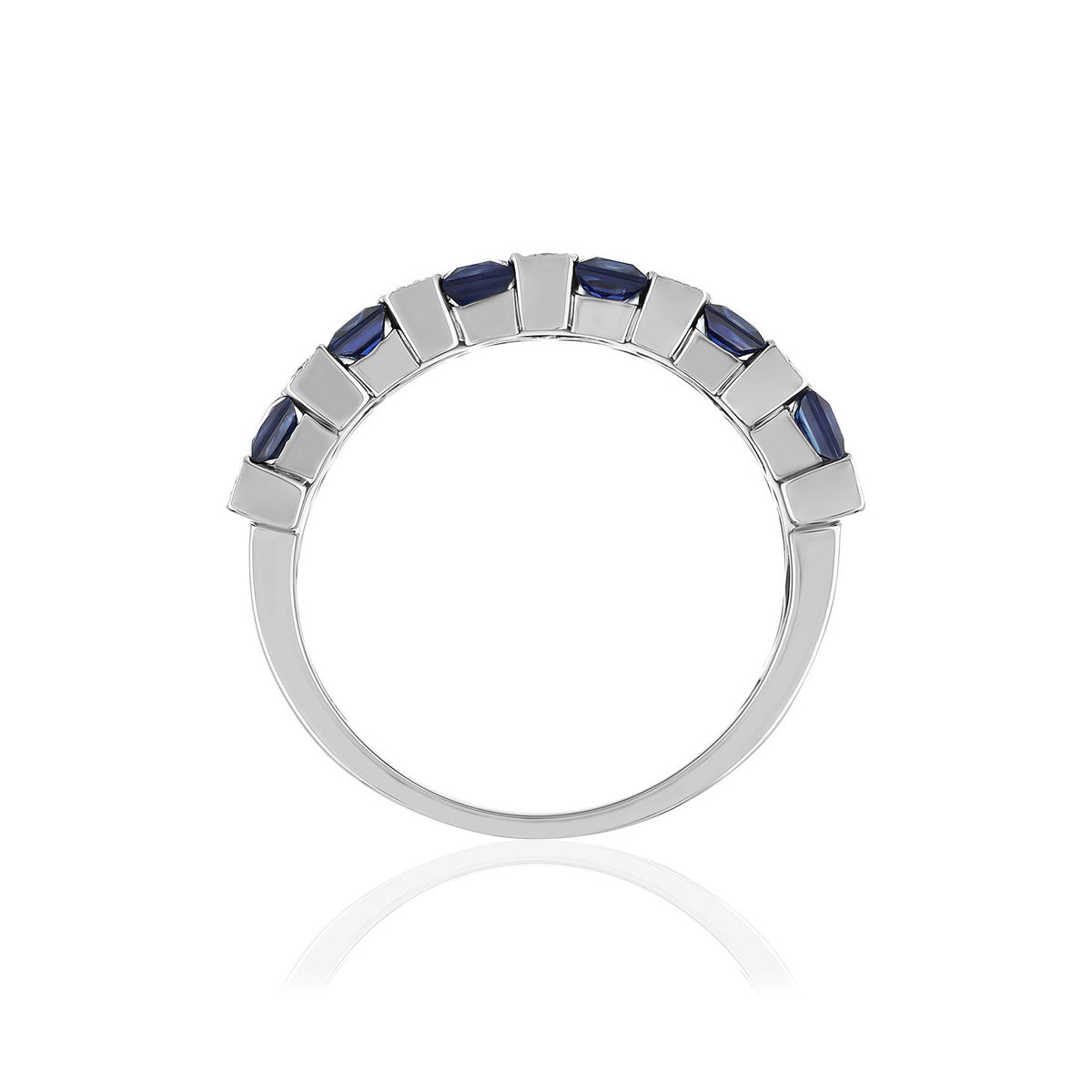 Bague or 750 blanc saphir et diamant - vue 2