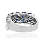 Bague or 750 blanc saphir et diamant - vue 4