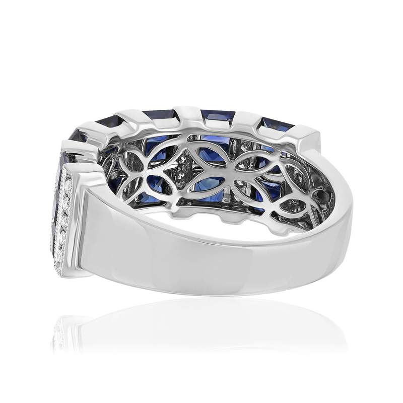 Bague or 750 blanc saphir et diamant - vue 4