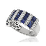 Bague or 750 blanc saphir et diamant - vue D1