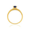 Bague or 750 jaune saphir et diamants - vue V2
