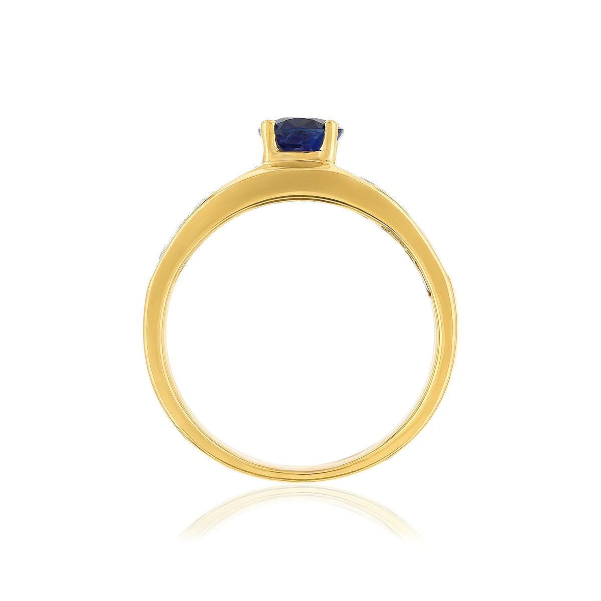 Bague or 750 jaune saphir et diamants - vue 2