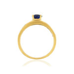 Bague or 750 jaune saphir et diamants - vue 2