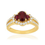 Bague or 750 jaune rubis et diamant - vue 1