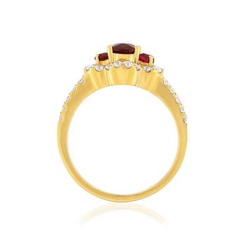 Gouden 750 gele robijn en diamanten ring