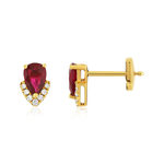 Boucles d'oreilles or 750 jaune rubis et diamant - vue 1