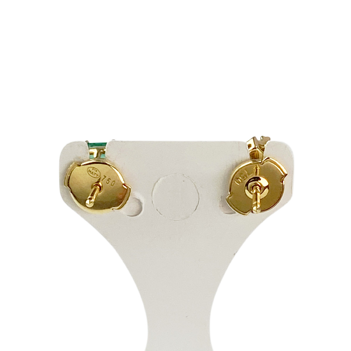 Boucles d'oreilles or 750 jaune emeraude et diamant - vue 3