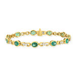 Bracelet or 750 jaune emeraude et diamant - vue 1