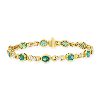 Bracelet or 750 jaune emeraude et diamant